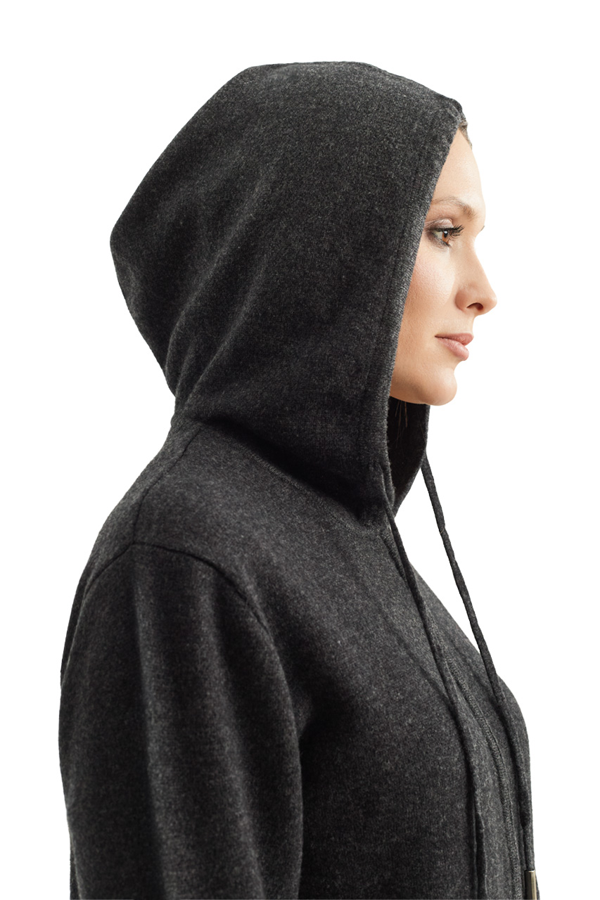 Худи на молнии 112505 ТЕМНО СЕРЫЙ, фото 5